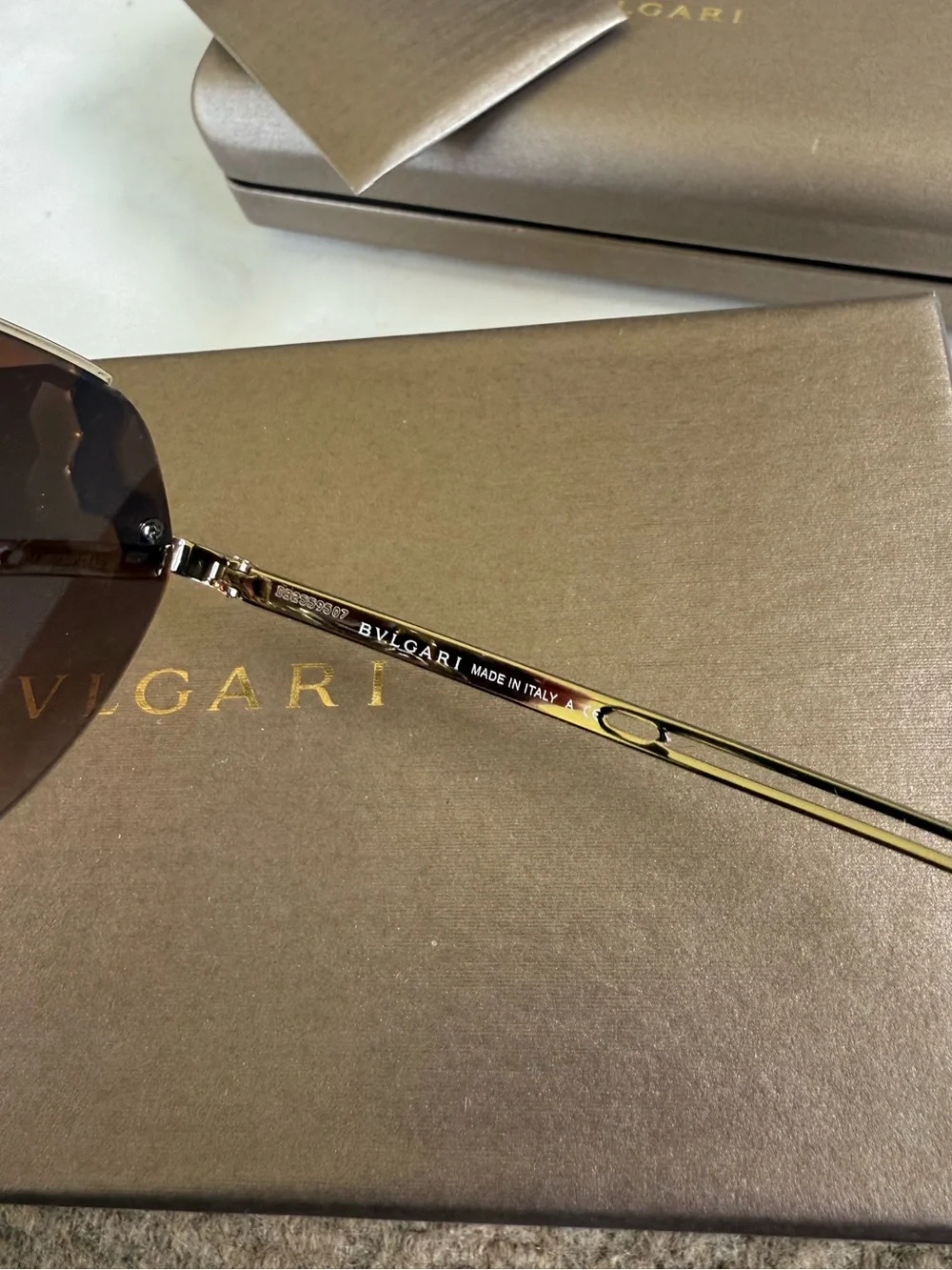 BVLGARI Serpenti Poisoncandy Soft Cat Eye Metal Gold Frame Sunglasses NWT